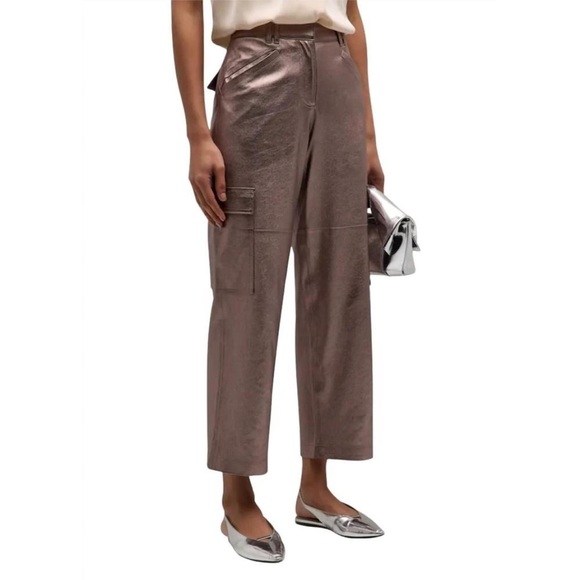 Kobi Halperin Diana Cropped Straight-leg Pants in Metallic Cargo - Picture 2 of 9